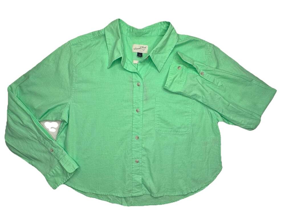 Women's Long Sleeve Button Down Shirt - Universal Thread™ Green Size S